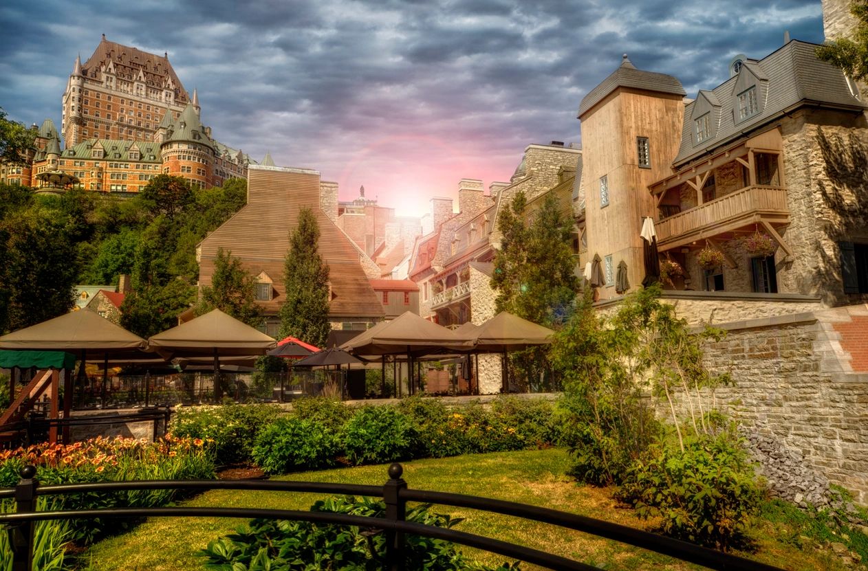 Sunrise in Quebec city, Canada. Chateau Frontenac.